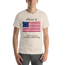Load image into Gallery viewer, #flyinit Betsy Ross Flag Hashtag T-Shirt