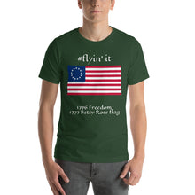 Load image into Gallery viewer, #flyinit Betsy Ross Flag Hashtag T-Shirt