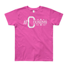 Load image into Gallery viewer, #cousins Youth White Letter Hashtag T-Shirt