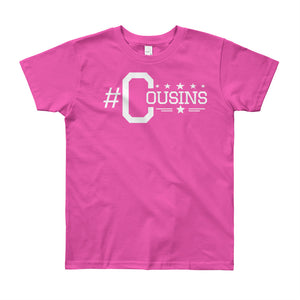 #cousins Youth White Letter Hashtag T-Shirt