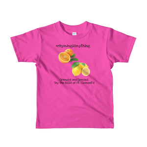 #rhymingismything Oranges and Lemons Kids Hashtag T-shirt
