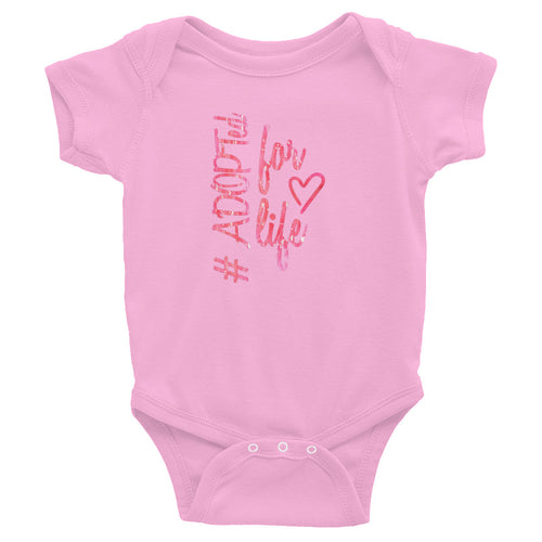 #adoptedforlife Infant Pink Hashtag Bodysuit