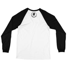 Load image into Gallery viewer, #livinglifeinthebikelane Long Sleeve Baseball Hashtag T-Shirt