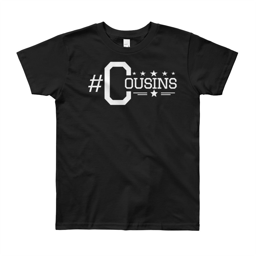 #cousins Youth White Letter Hashtag T-Shirt