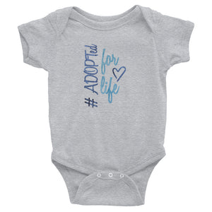#adoptedforlife Infant Blue Hashtag Bodysuit