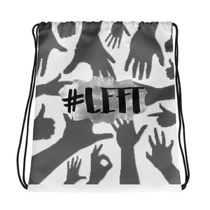 #left Hashtag Drawstring Bag