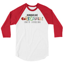 Load image into Gallery viewer, #uniquelikegreenville 3/4 Sleeve Raglan Hashtag T-Shirt