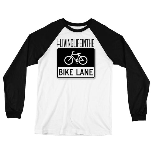 #livinglifeinthebikelane Long Sleeve Baseball Hashtag T-Shirt